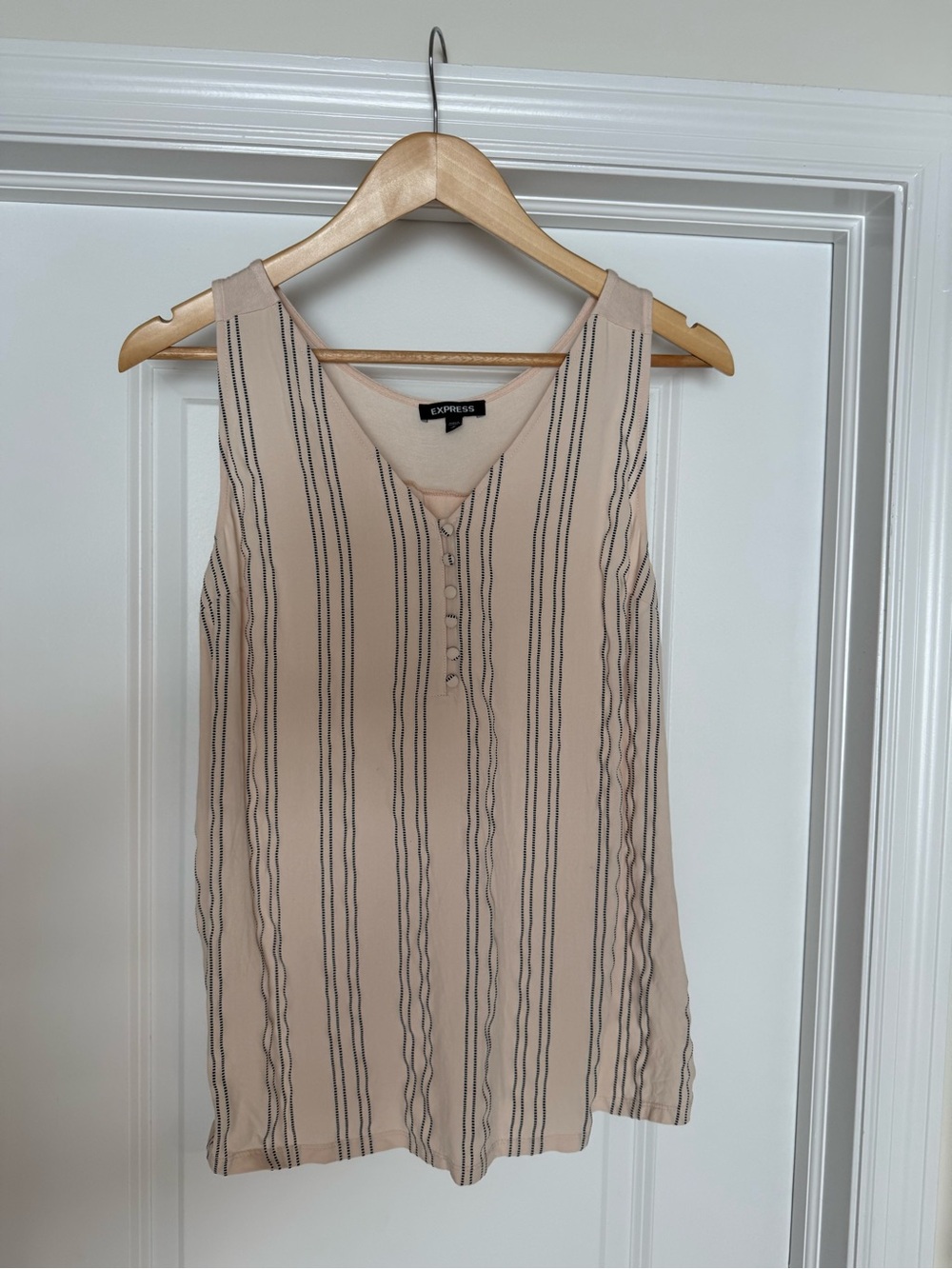 Express Striped Blush Pink Henley Tank